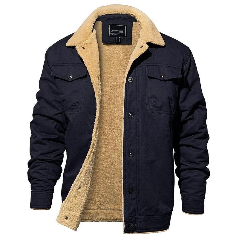 Men's Shell Jacket with Sherpa Lining Waterproof Winter Coat