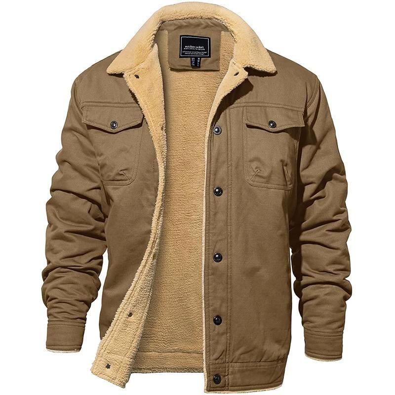 Men's Shell Jacket with Sherpa Lining Waterproof Winter Coat