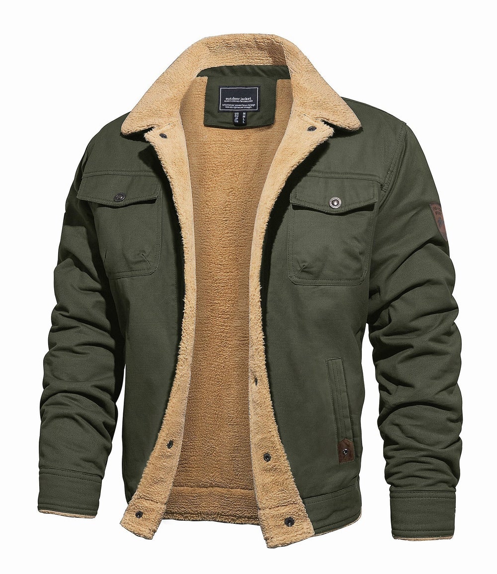 Men's Shell Jacket with Sherpa Lining Waterproof Winter Coat