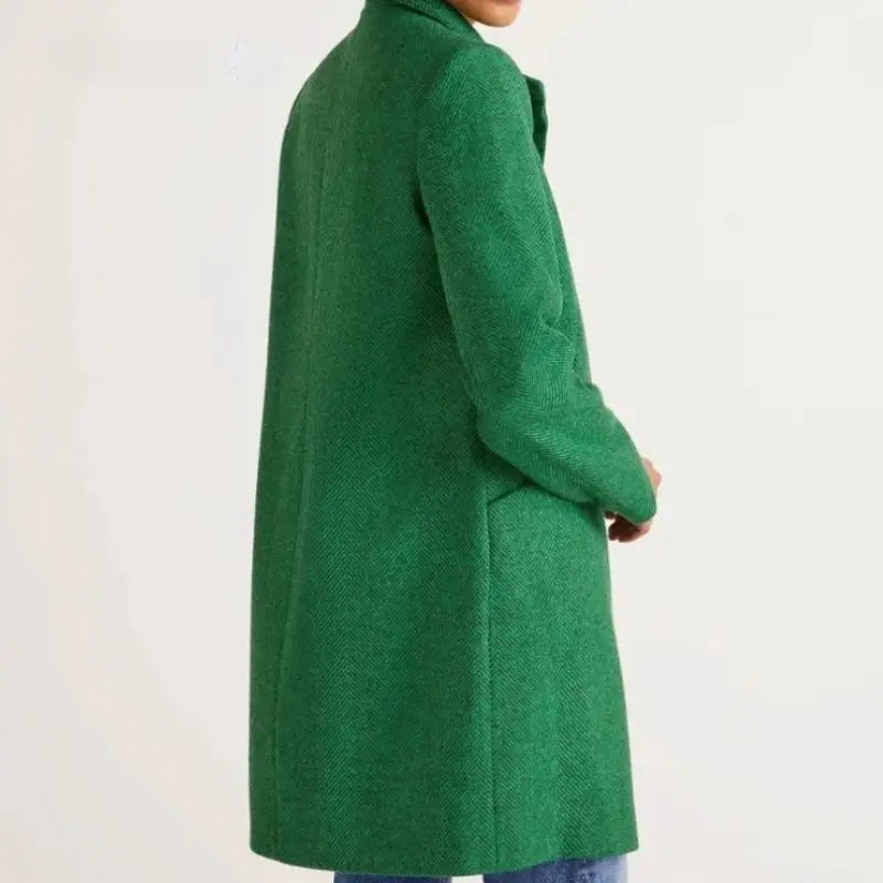 Women's Relaxed Fit Wool Blend Coat with Button Closure - Stylish Outerwear for All Seasons
