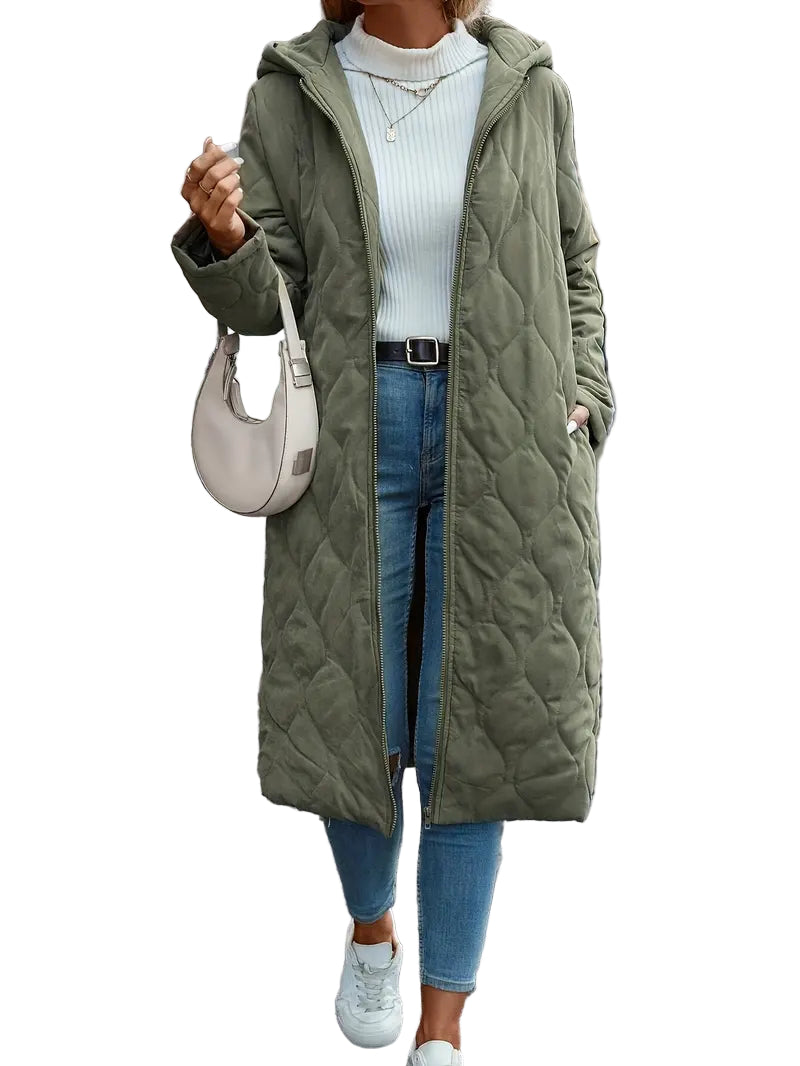 Women's Long Padded Jacket with Hood