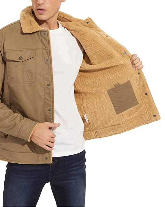 Men's Shell Jacket with Sherpa Lining Waterproof Winter Coat