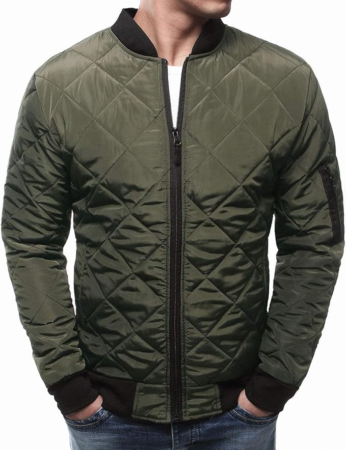 Men's Quilted Bomber Jacket | Windproof & Lightly Padded Outerwear for Everyday Style