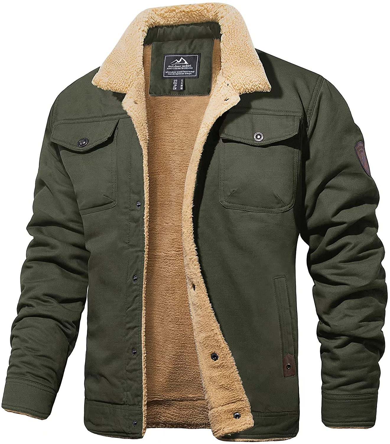 Men's Shell Jacket with Sherpa Lining Waterproof Winter Coat
