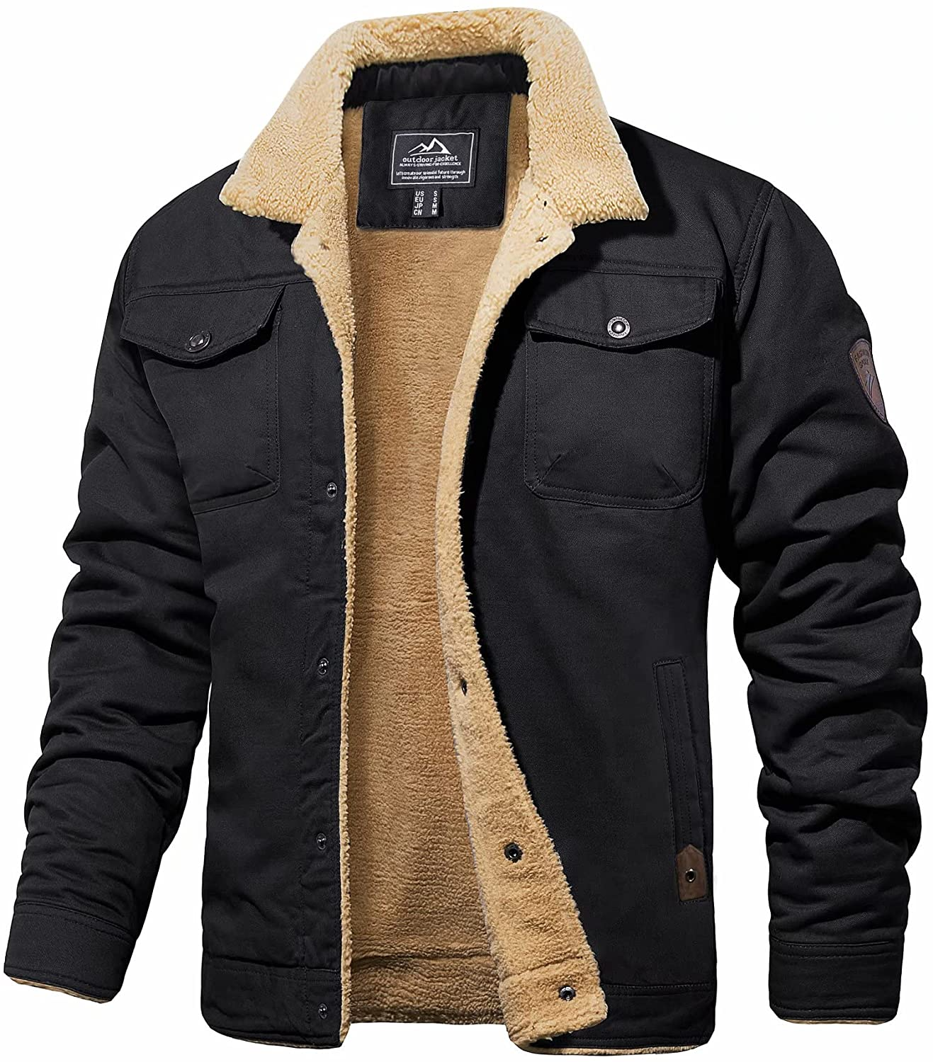 Men's Shell Jacket with Sherpa Lining Waterproof Winter Coat