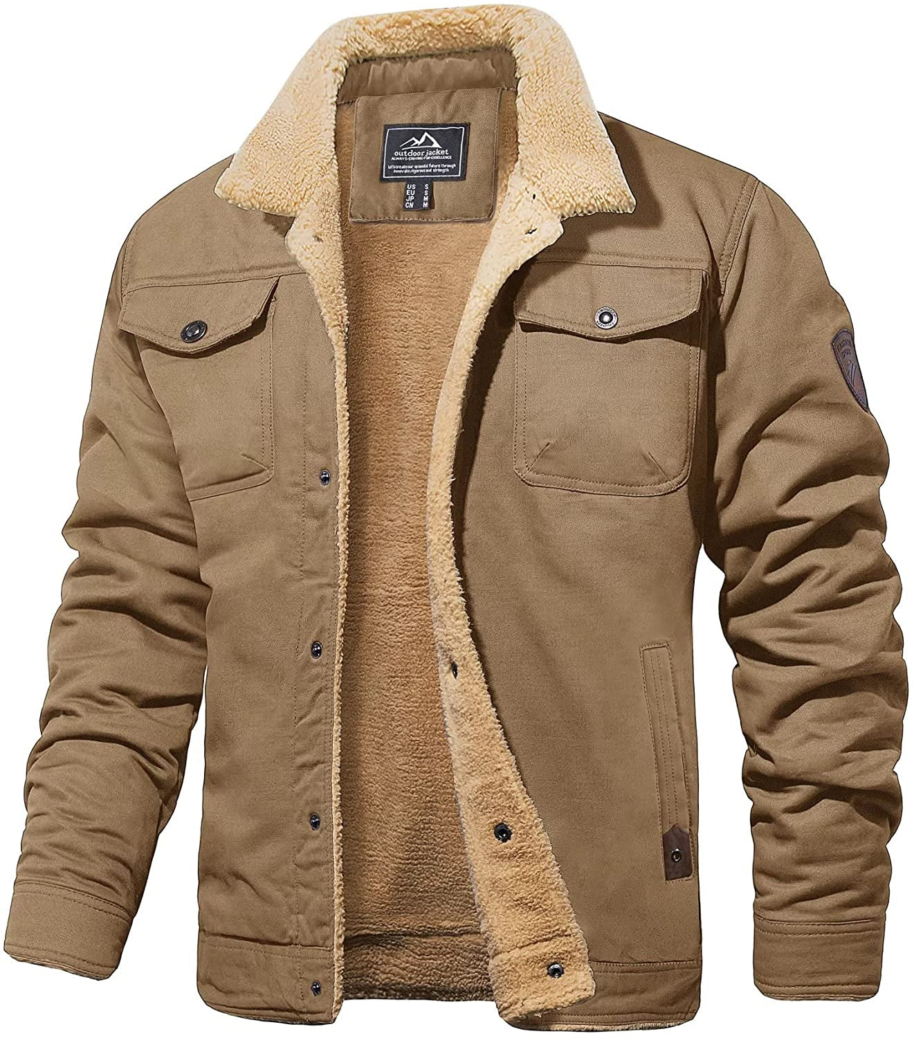 Men's Shell Jacket with Sherpa Lining Waterproof Winter Coat