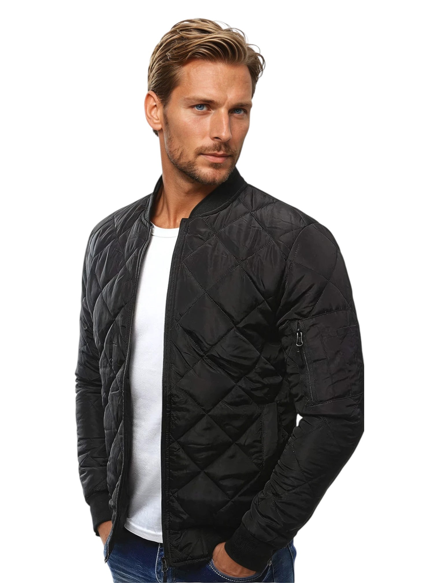 Men's Quilted Bomber Jacket | Windproof & Lightly Padded Outerwear for Everyday Style